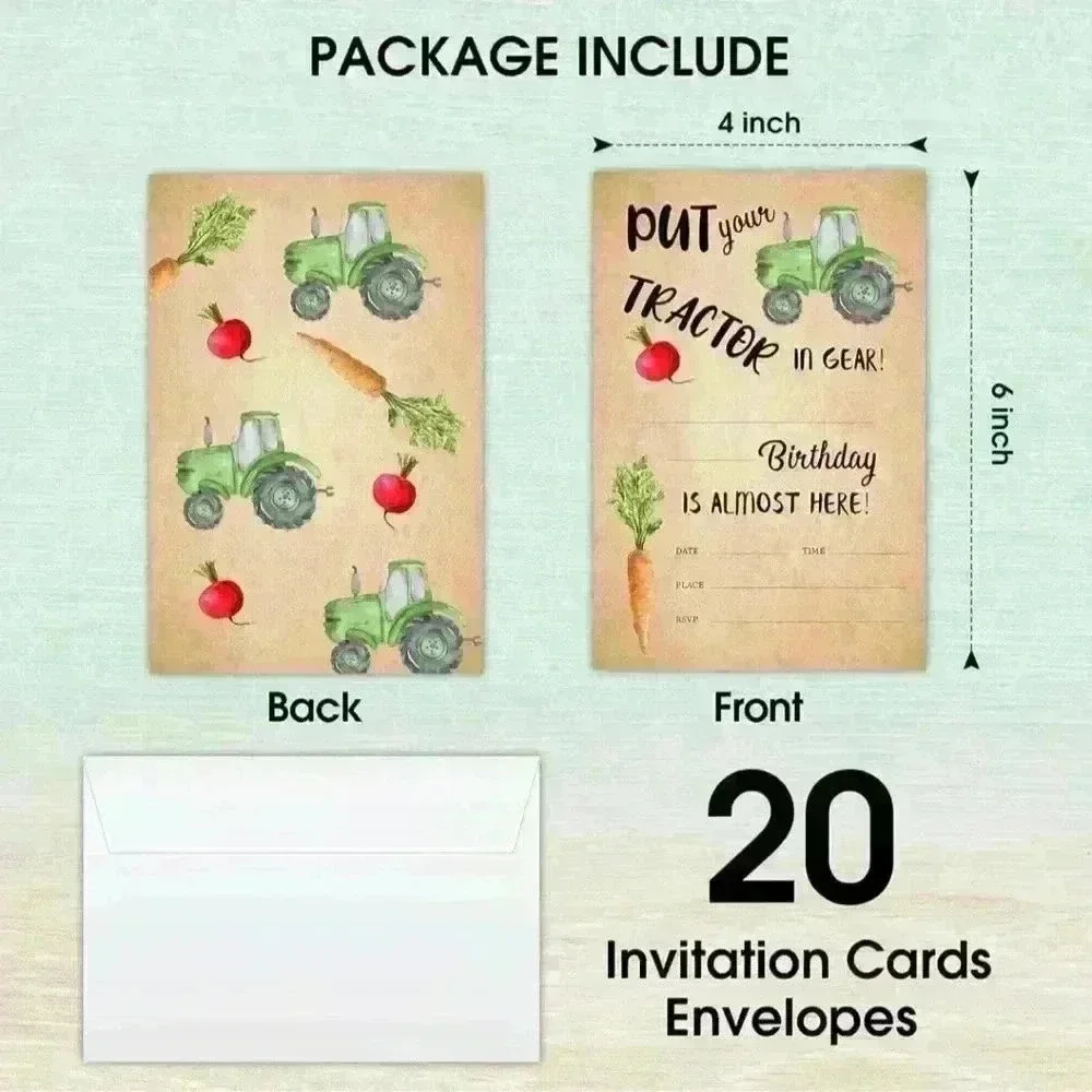 Tractor‎ birthday invitations